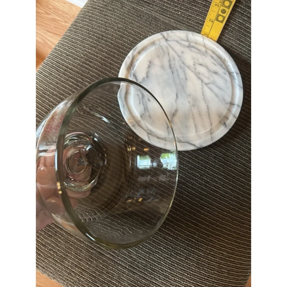 Vintage Style Marble Base Glass Cloche Dome Kitchen Display 8‎ Inch Serving Tray